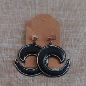 Black Crescent Earrings Vintage
